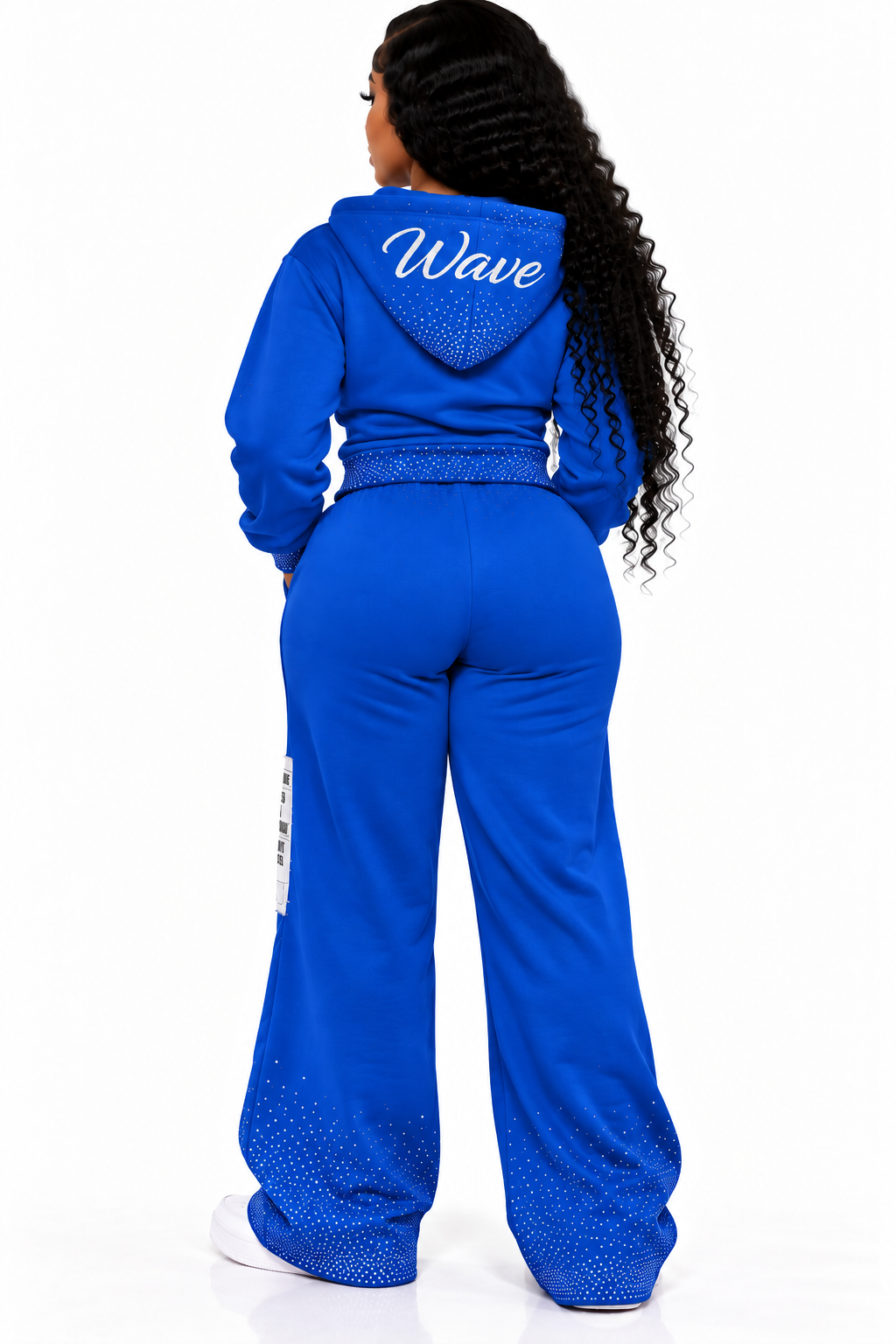 Legendary Wave “Catch the Wave” Rhinestone Hoodie & Wide-Leg Pant Set – Royal Blue